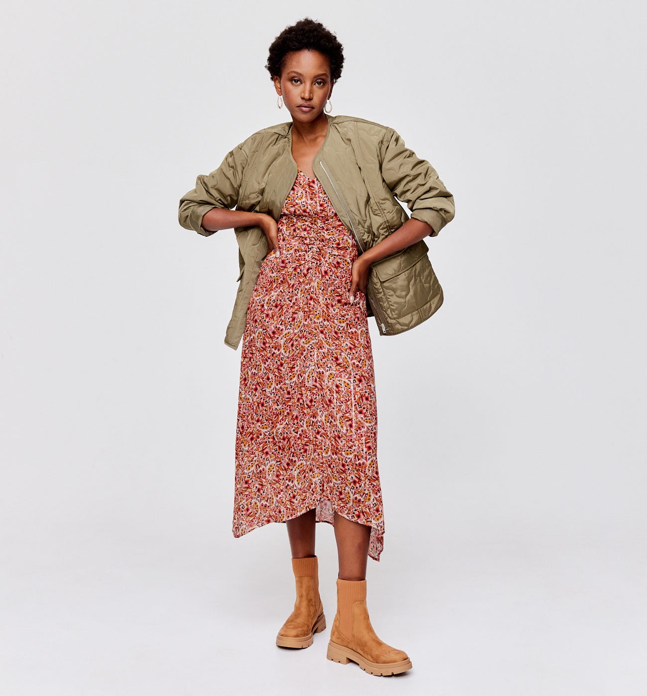 Robe mi-longue imprimée