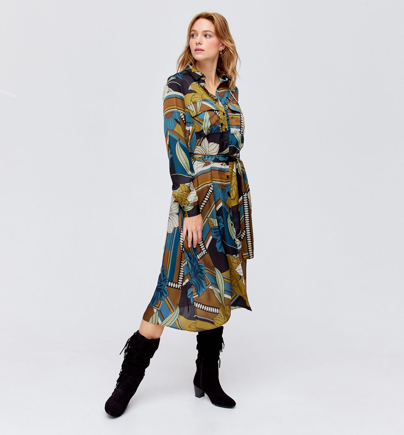 Vestido camisero sedoso