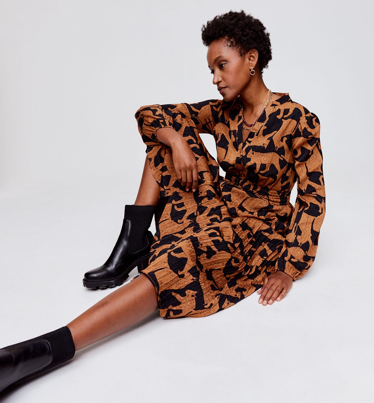 Pleated shirt dress