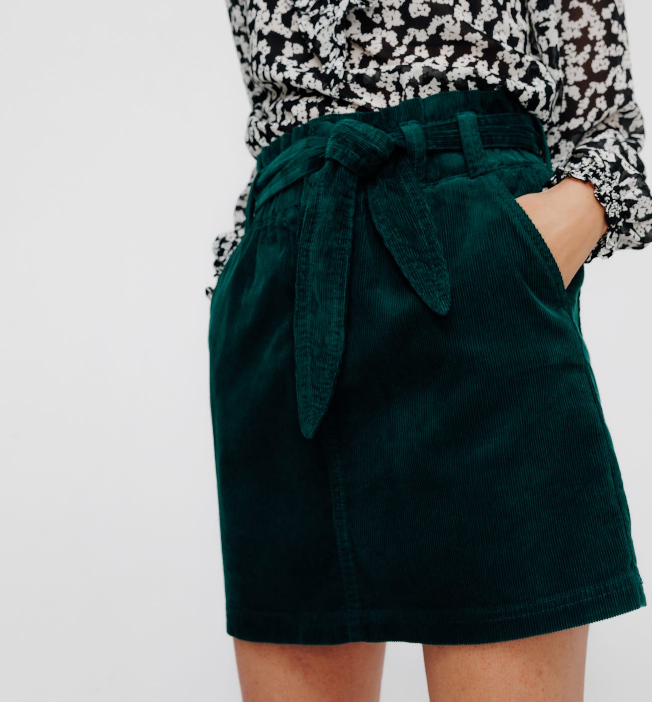 Corduroy paperbag skirt
