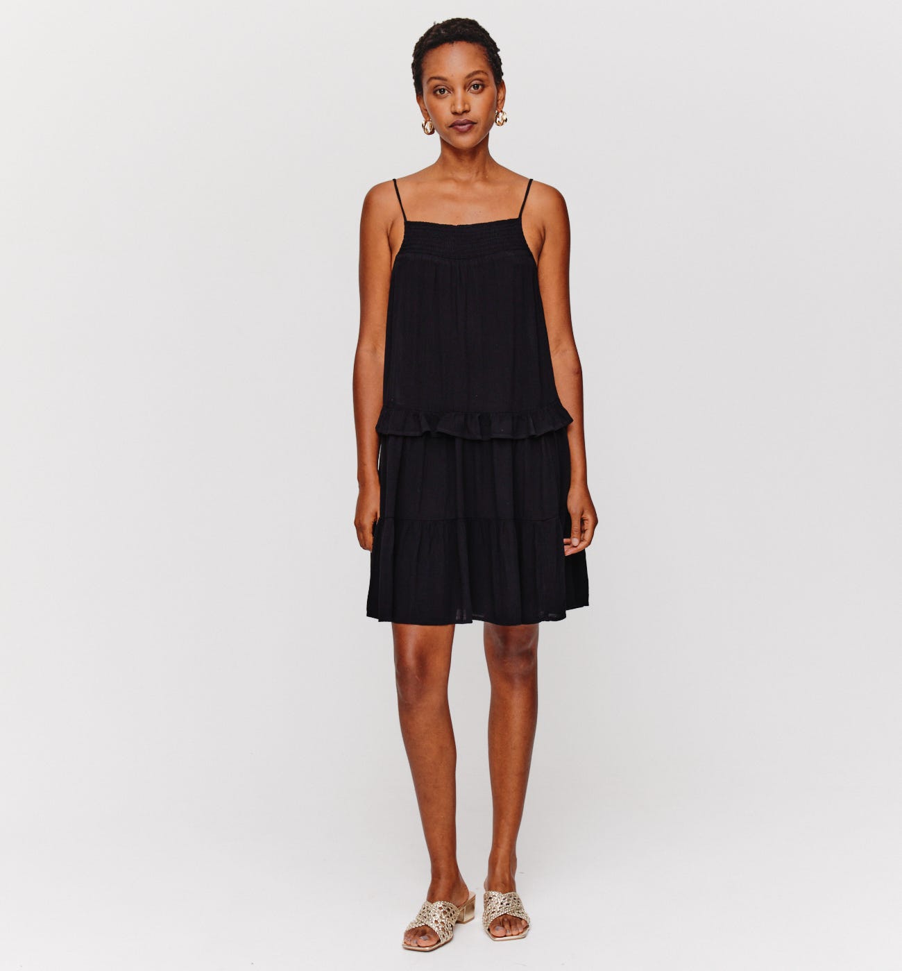 Trägerkleid mit Volants