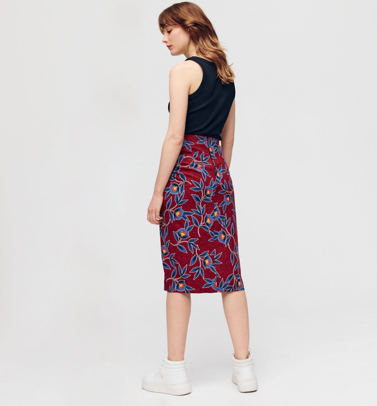 Patterned midi skirt