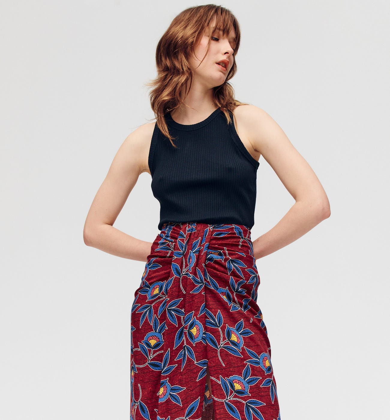 Patterned midi skirt