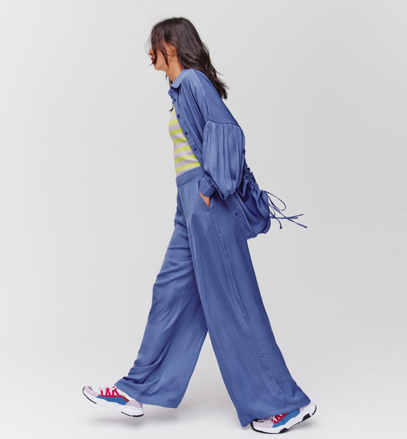 Pantalon soyeux uni Femme