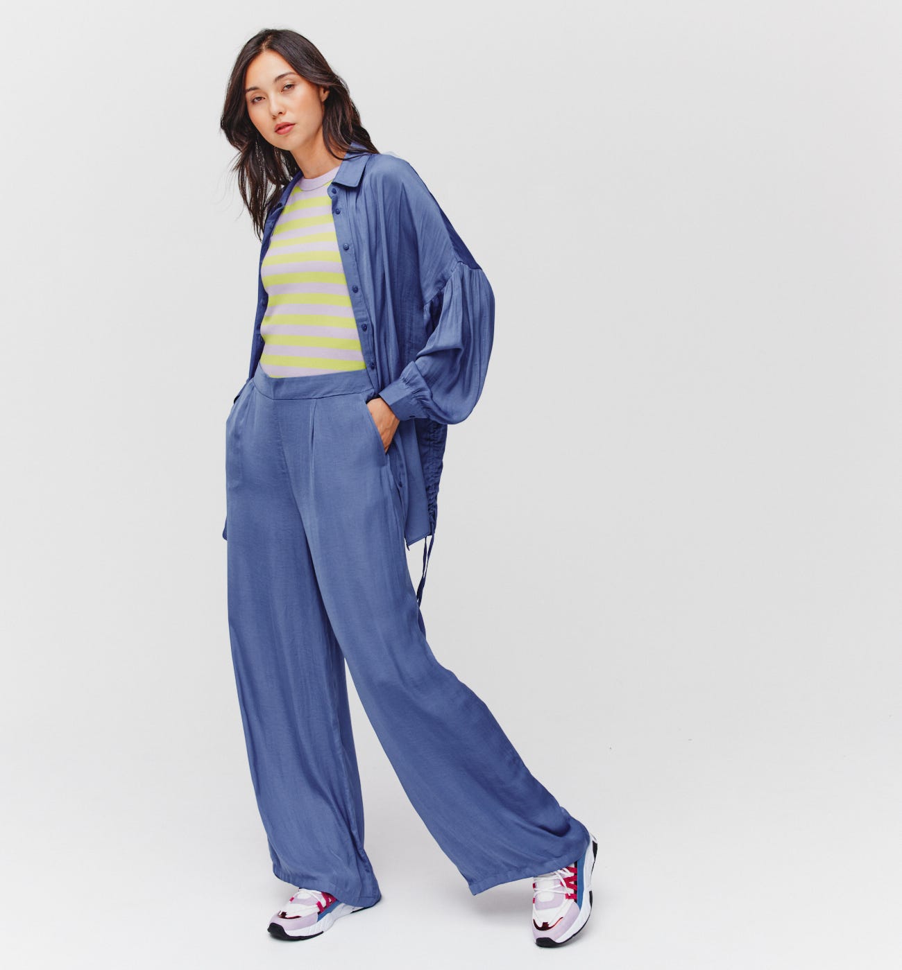 Pantalon soyeux uni Femme
