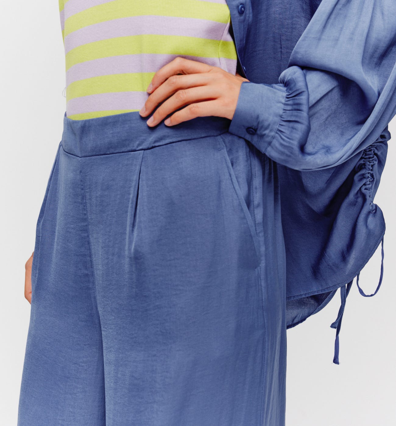 Pantalon soyeux uni Femme
