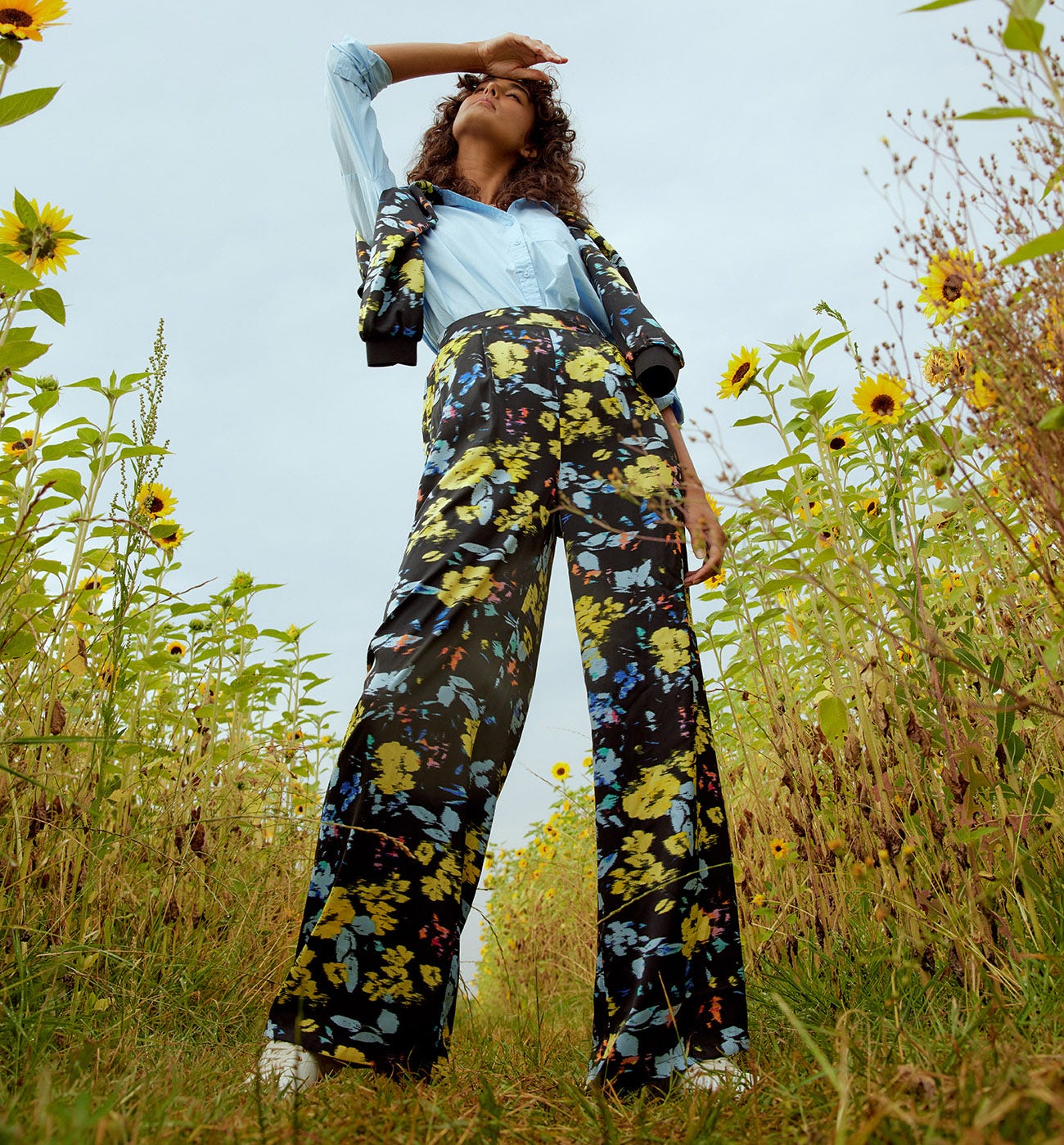 Pantalon soyeux imprimé Femme