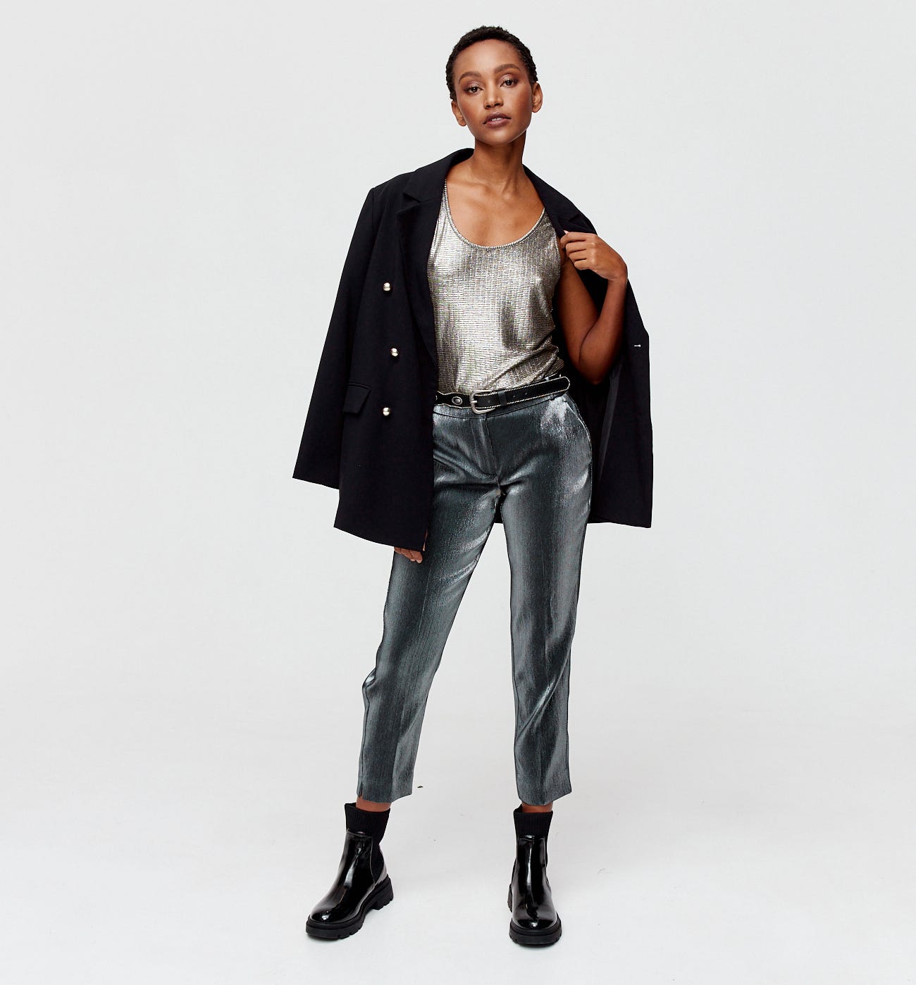 Metallic cigarette trousers