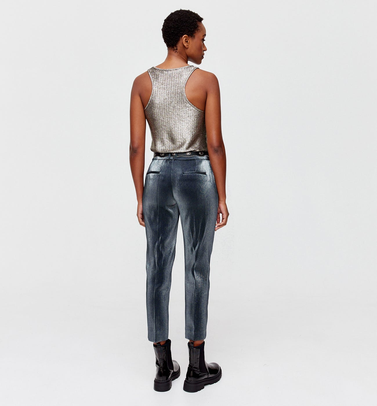 Metallic cigarette trousers