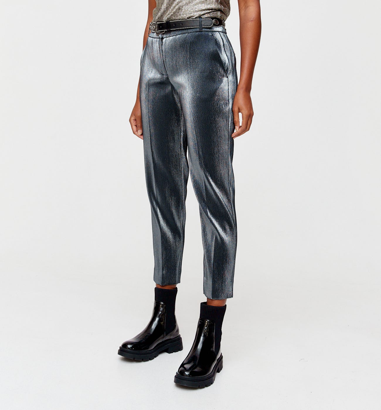 Metallic cigarette trousers