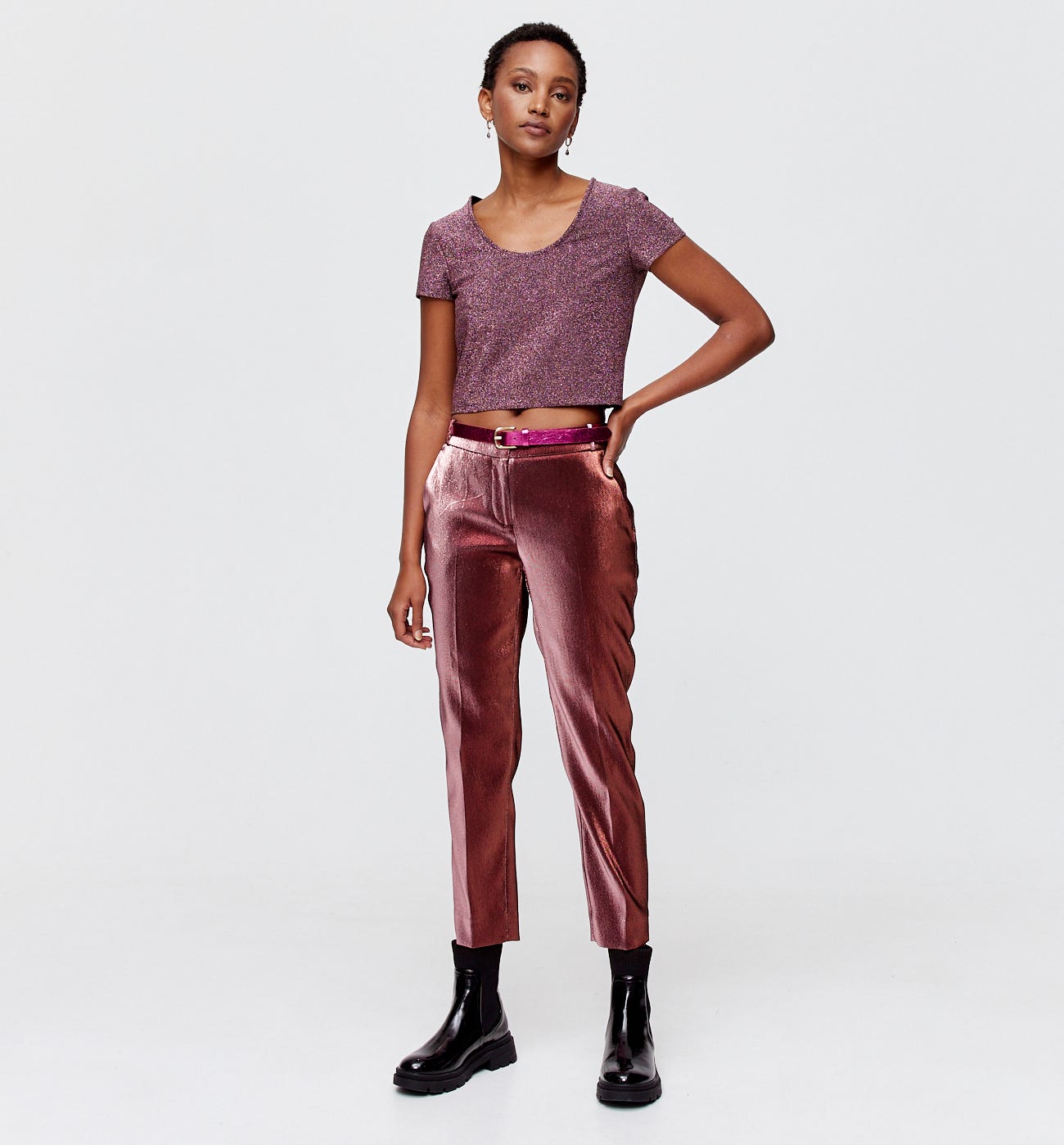 Metallic cigarette trousers