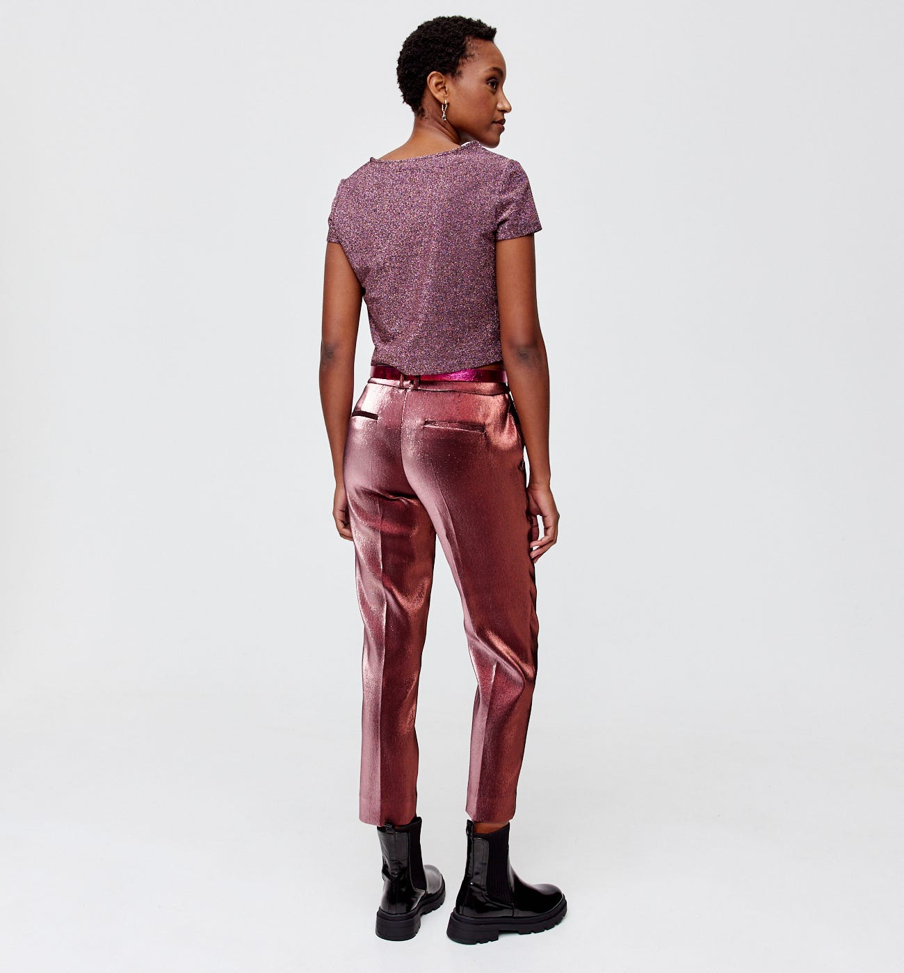 Metallic cigarette trousers