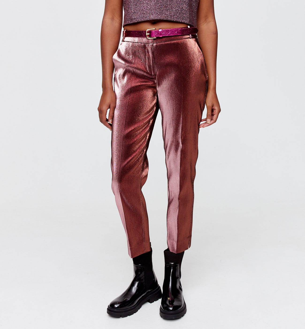 Metallic cigarette trousers
