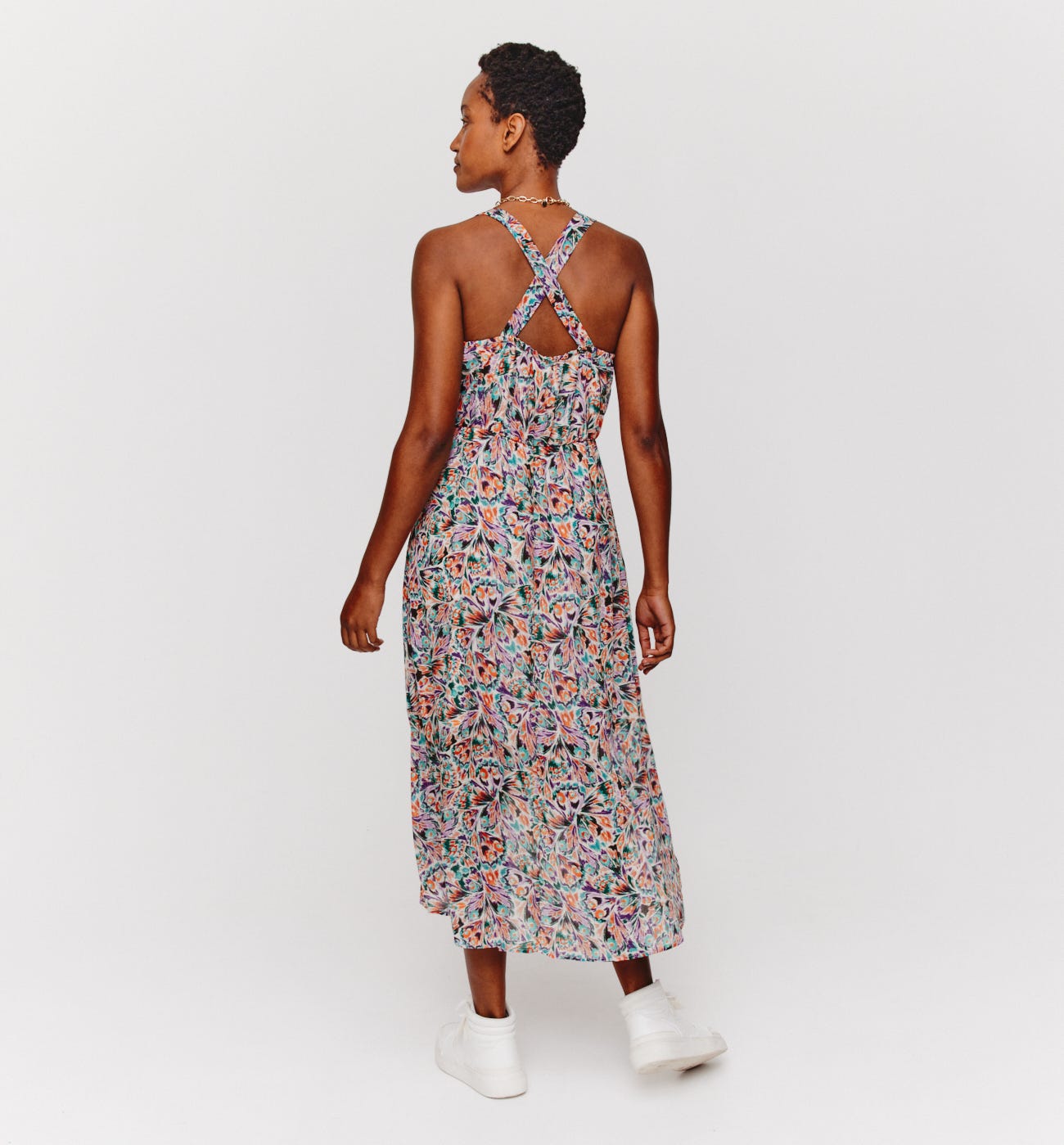 Robe mi-longue imprimée Femme