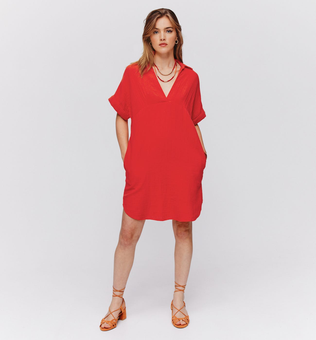 Cotton gauze tunic dress