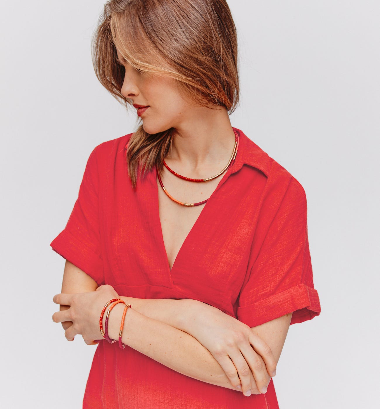 Cotton gauze tunic dress
