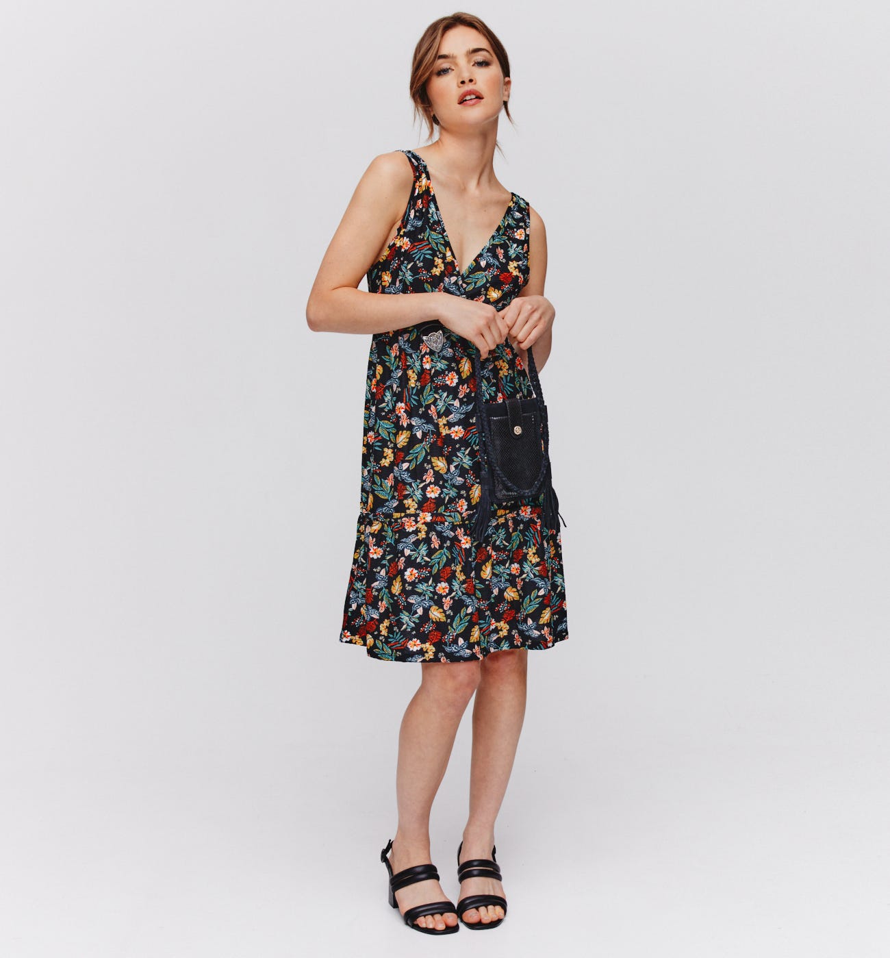 Vestido estampado con volante