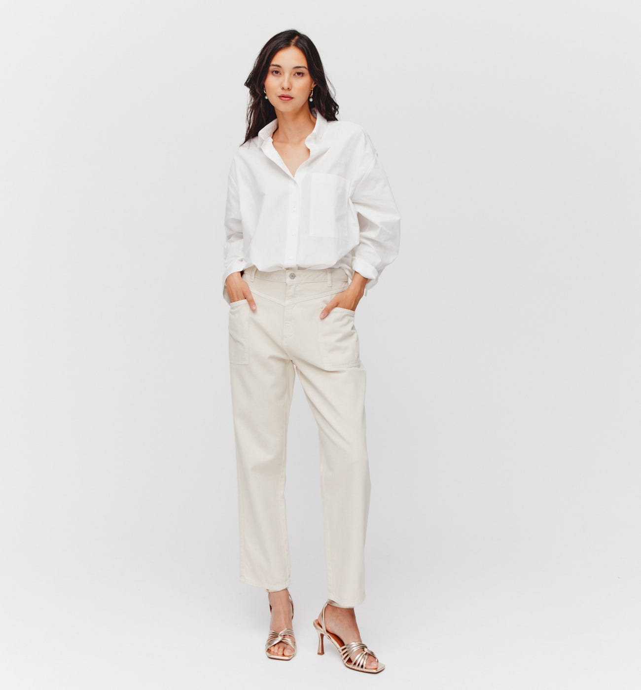 High-waist peg trousers