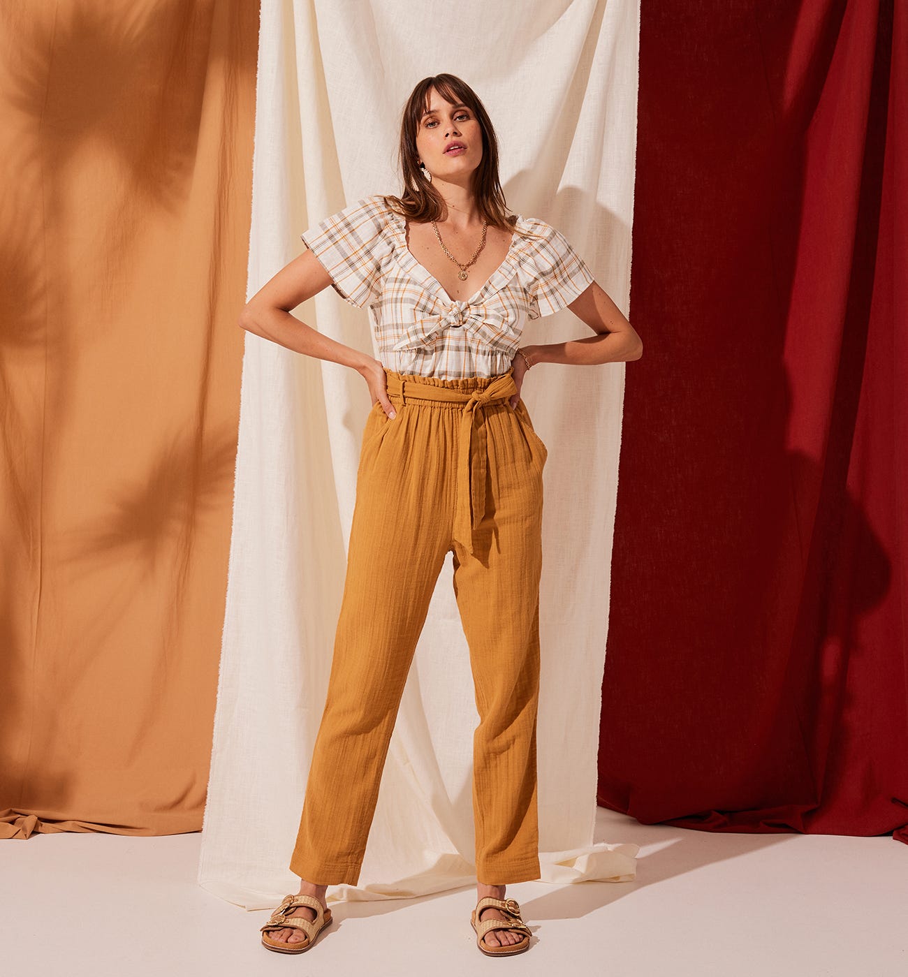 Cotton gauze trousers