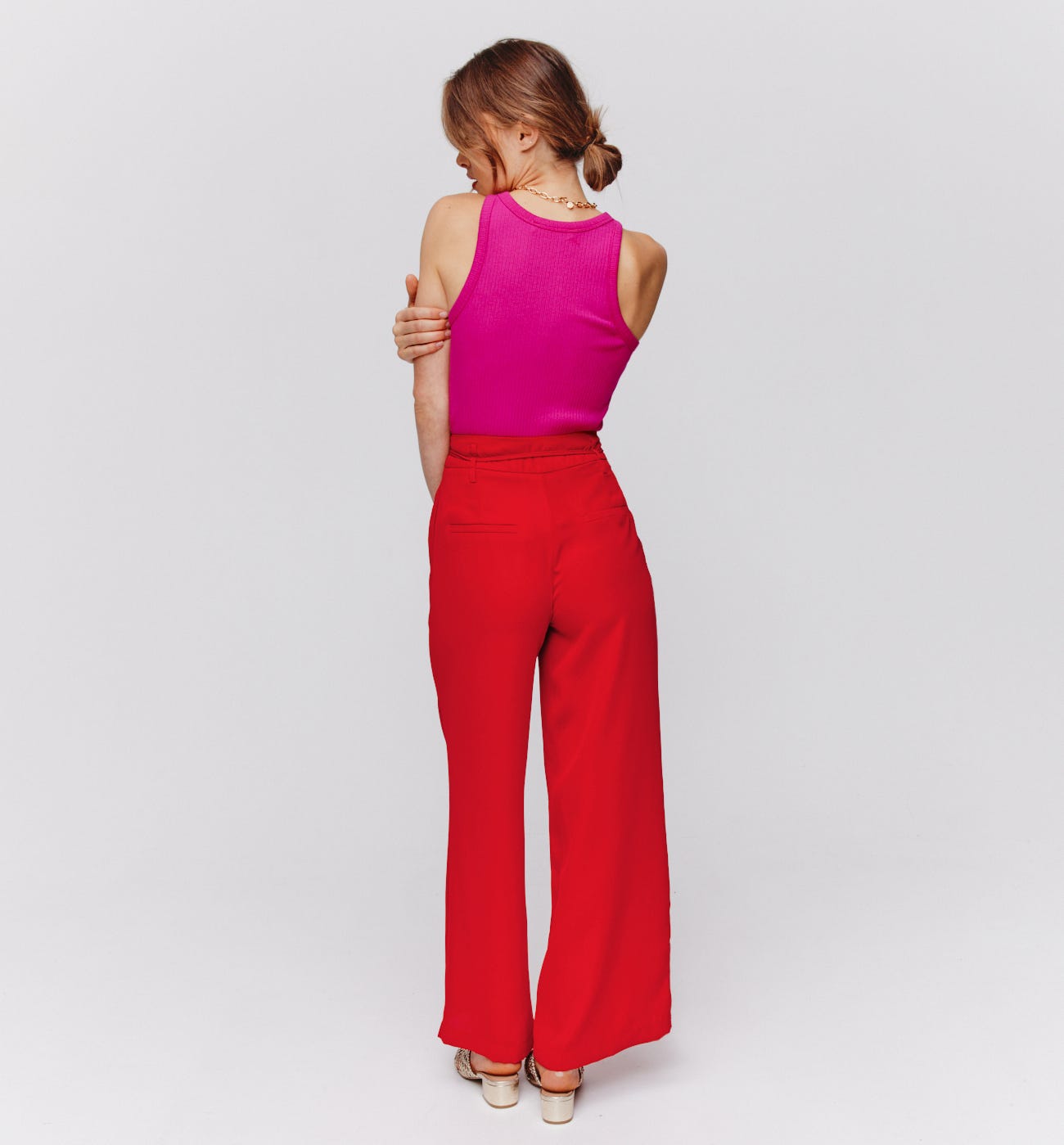 Pantalon large taille haute