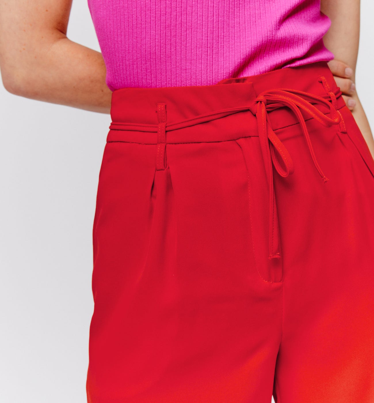 Pantalon large taille haute