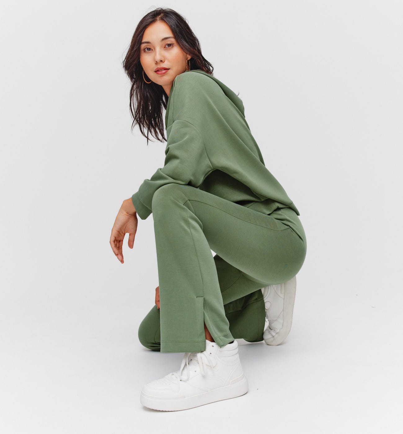 Flared jersey trousers