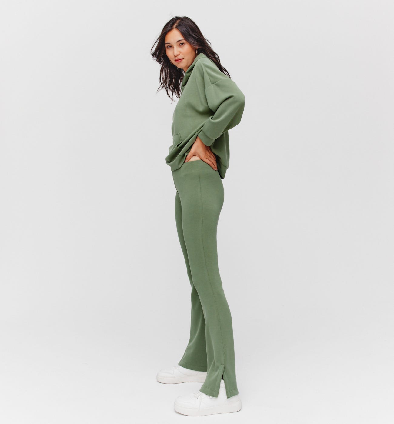 Flared jersey trousers