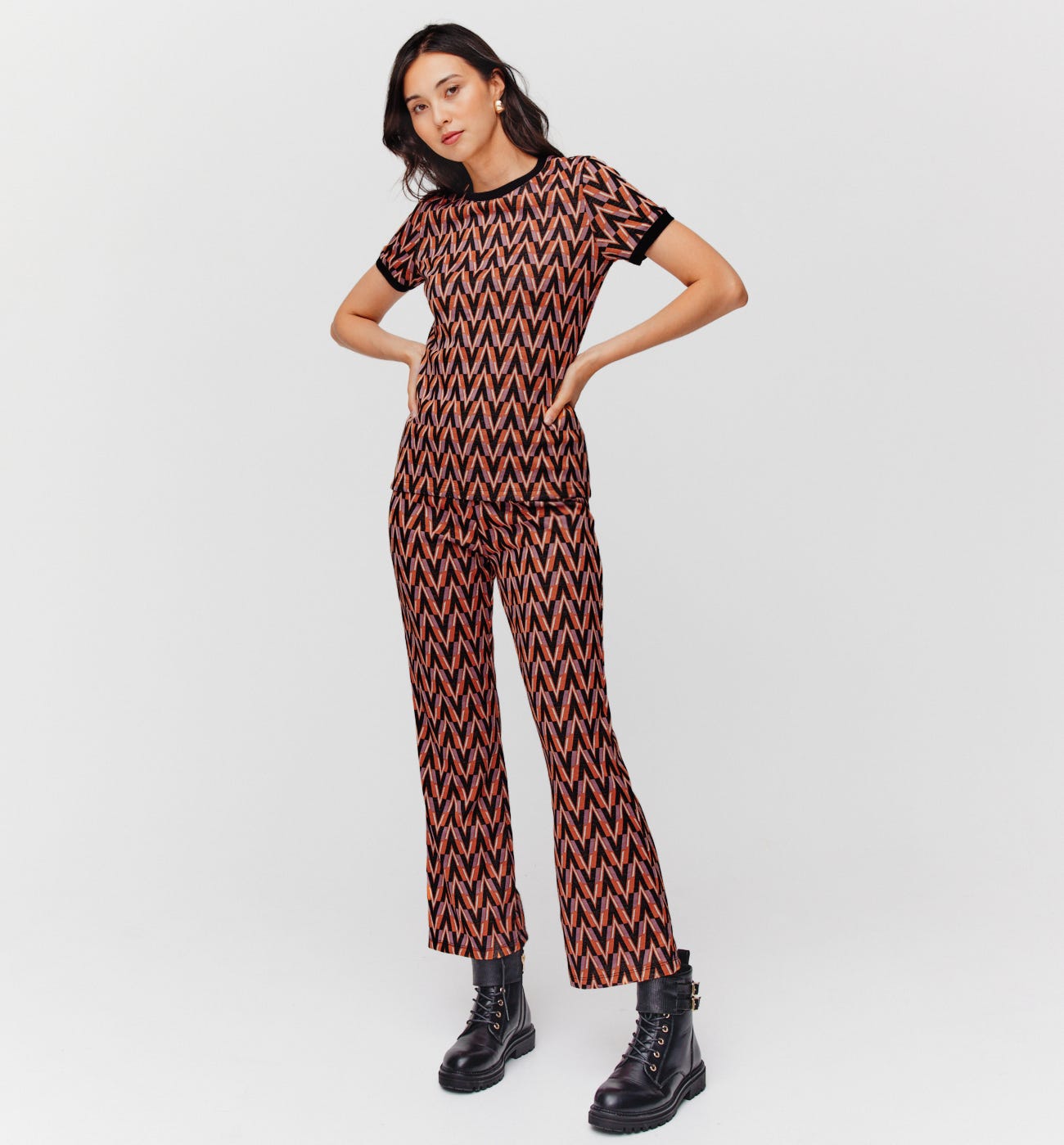 Pantaloni maglia jacquard