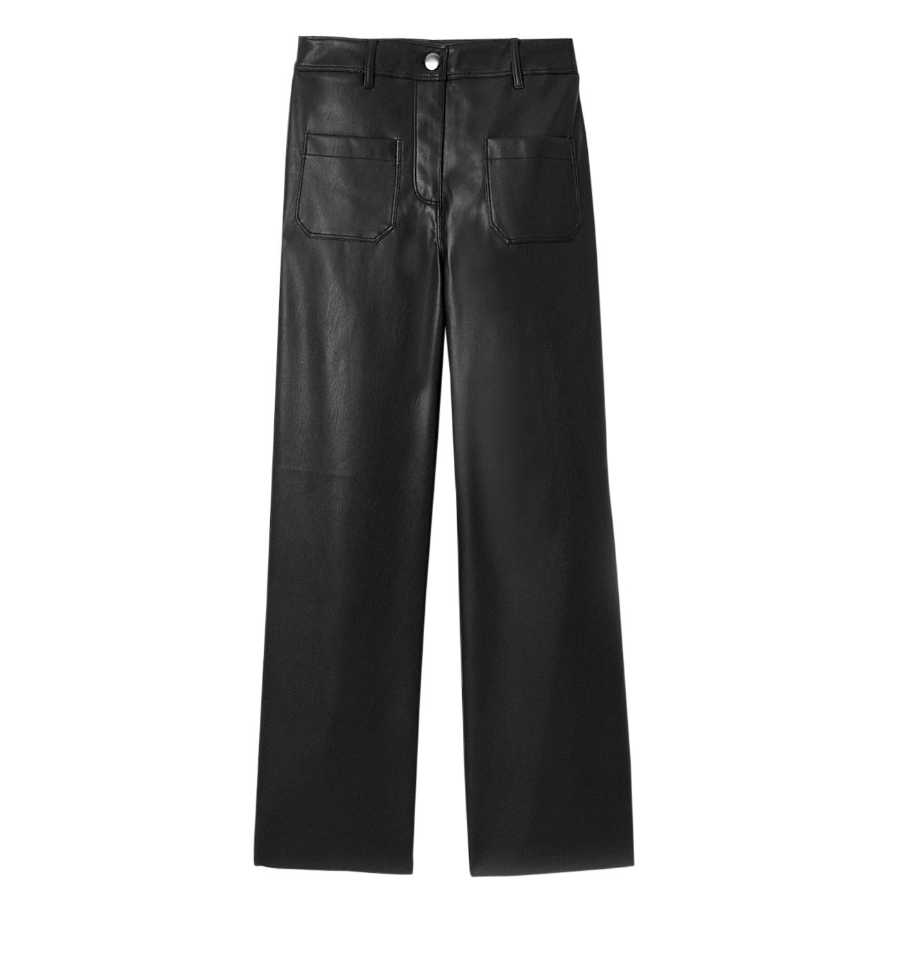 Pantalón ancho efecto piel