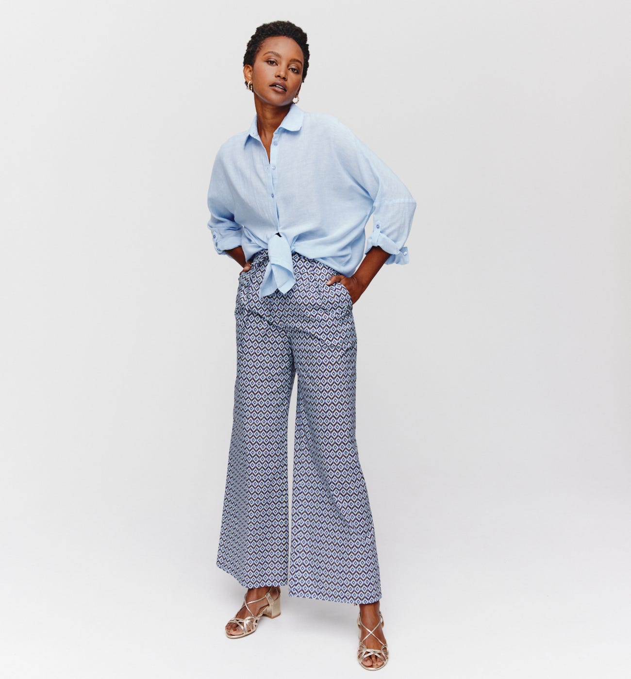Pantalón ancho estampado