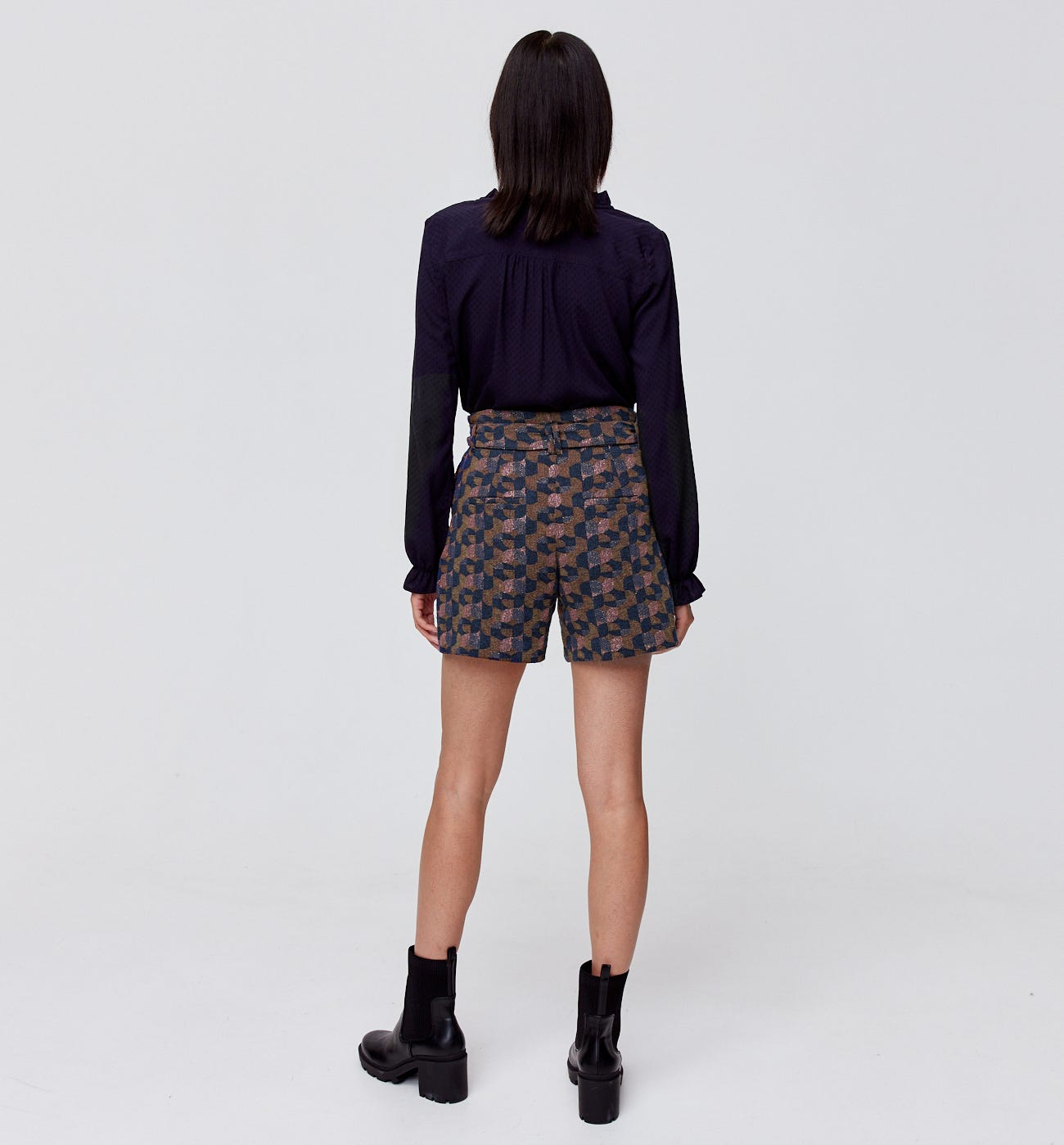 Short irisé taille haute Femme