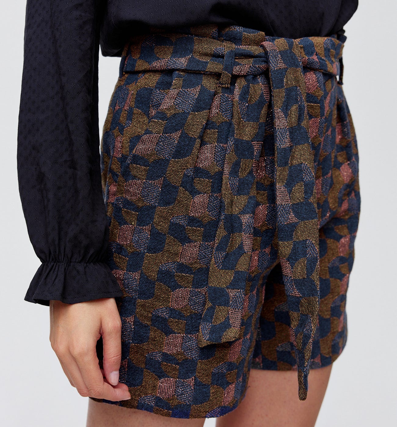 Short irisé taille haute Femme