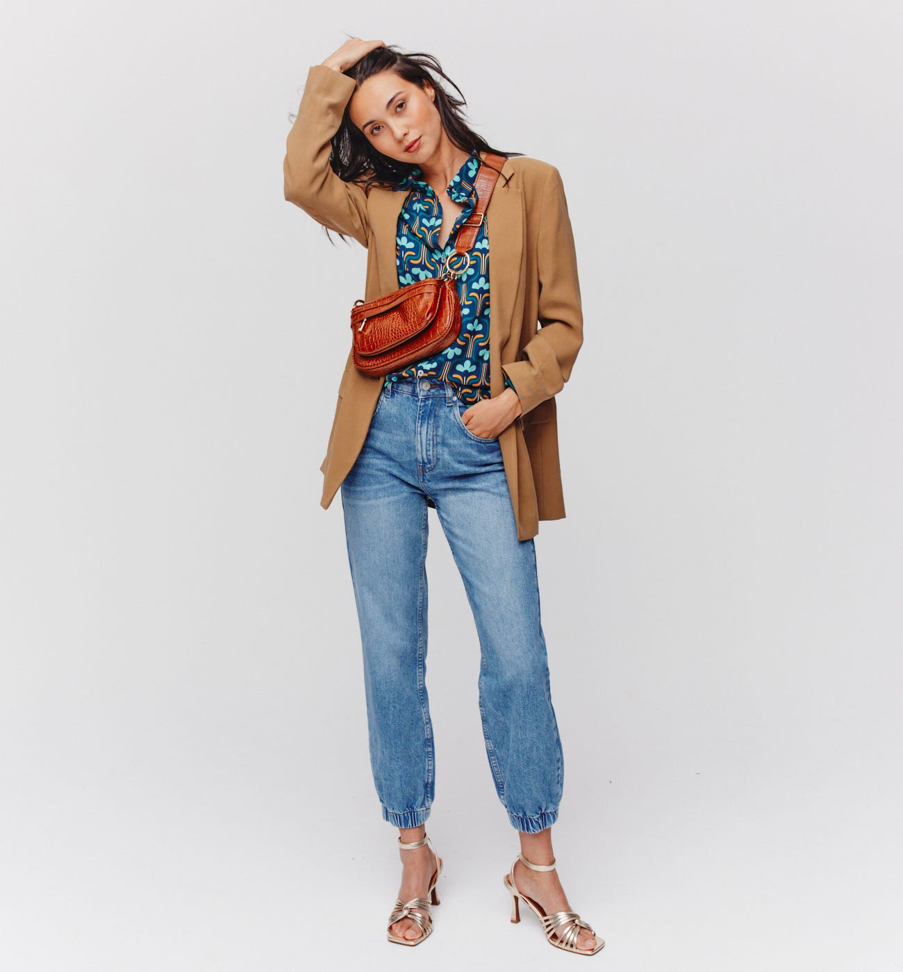 Denim jogging trousers