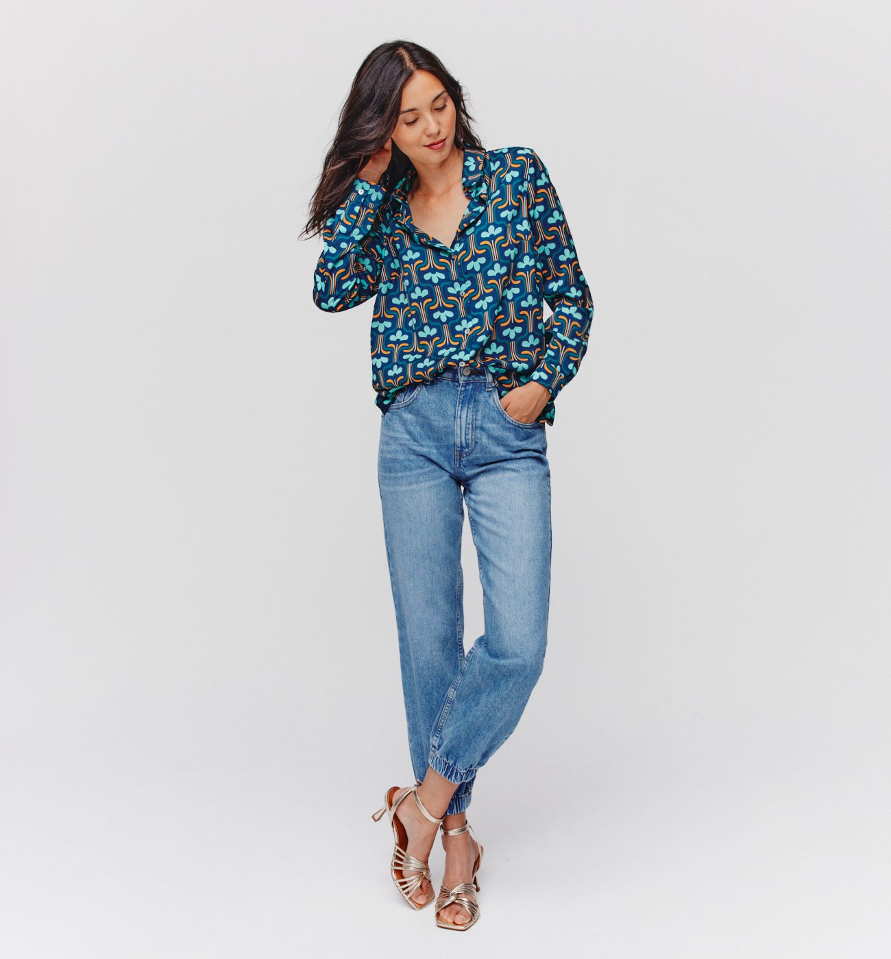 Denim jogging trousers