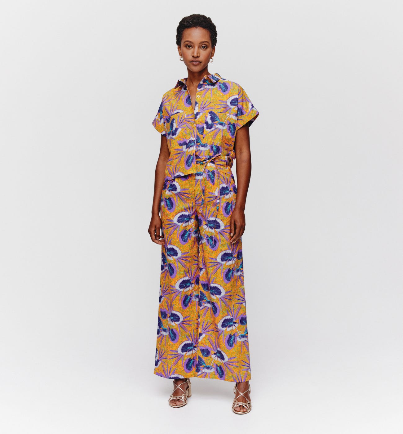 Wideleg patterned trousers