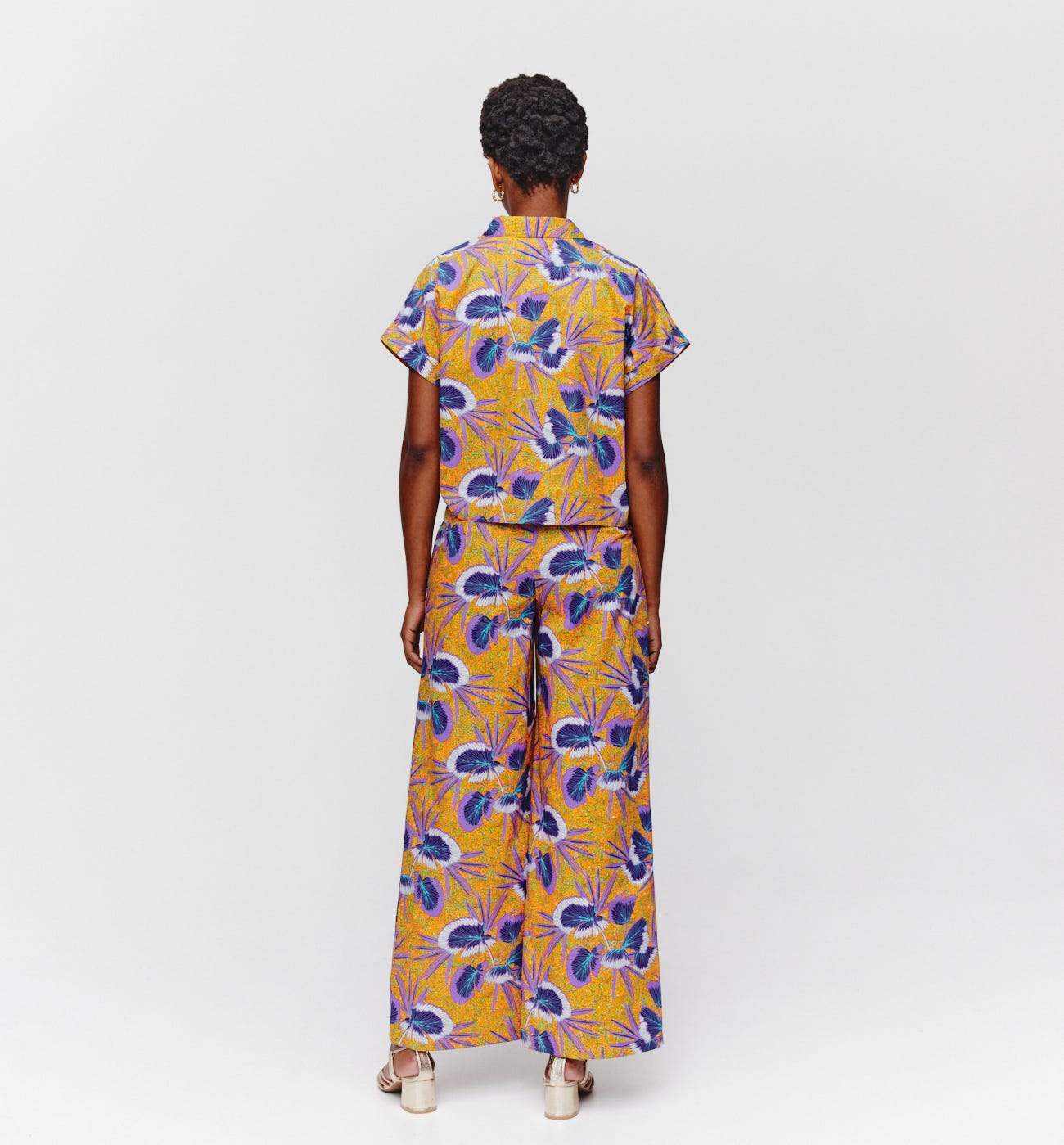 Wideleg patterned trousers