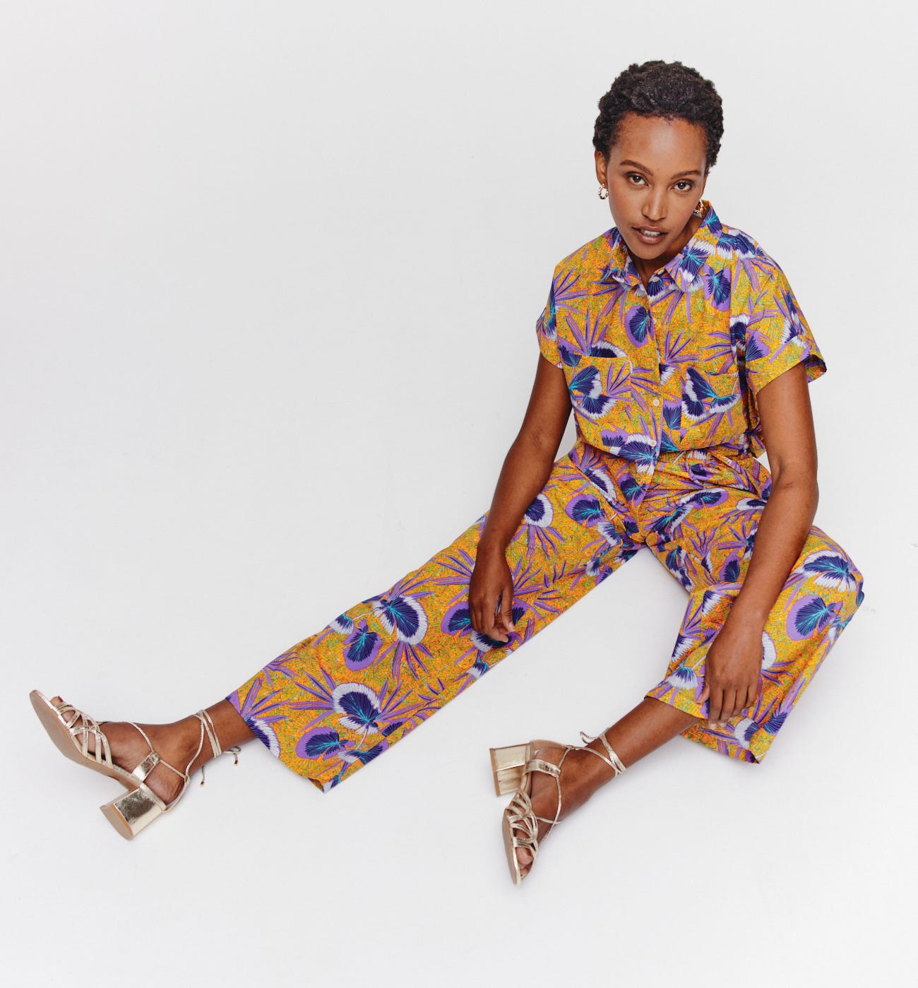 Wideleg patterned trousers