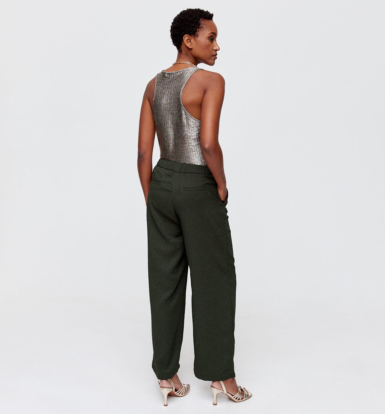 Pantalon large à paillettes