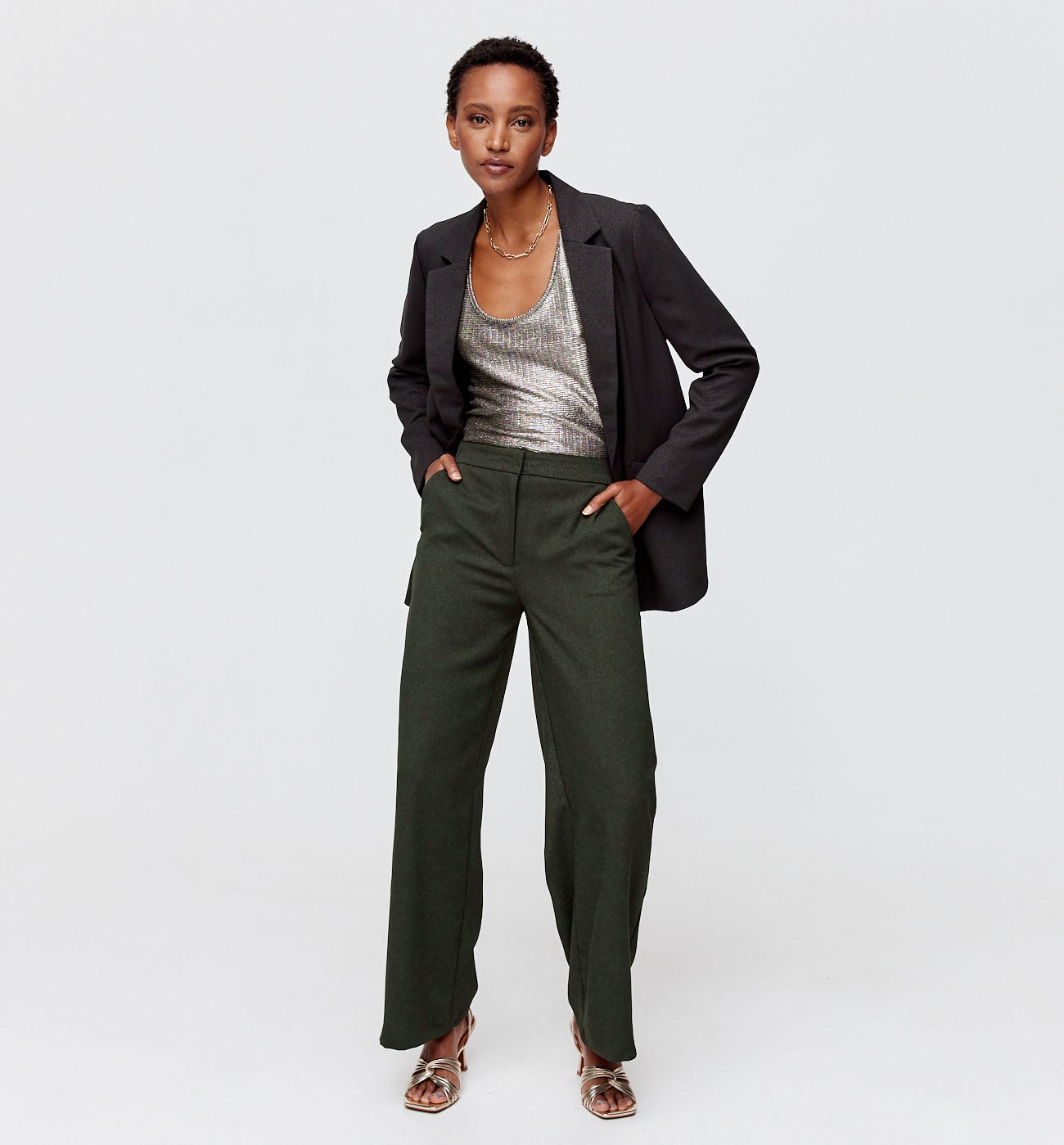 Pantalon large à paillettes