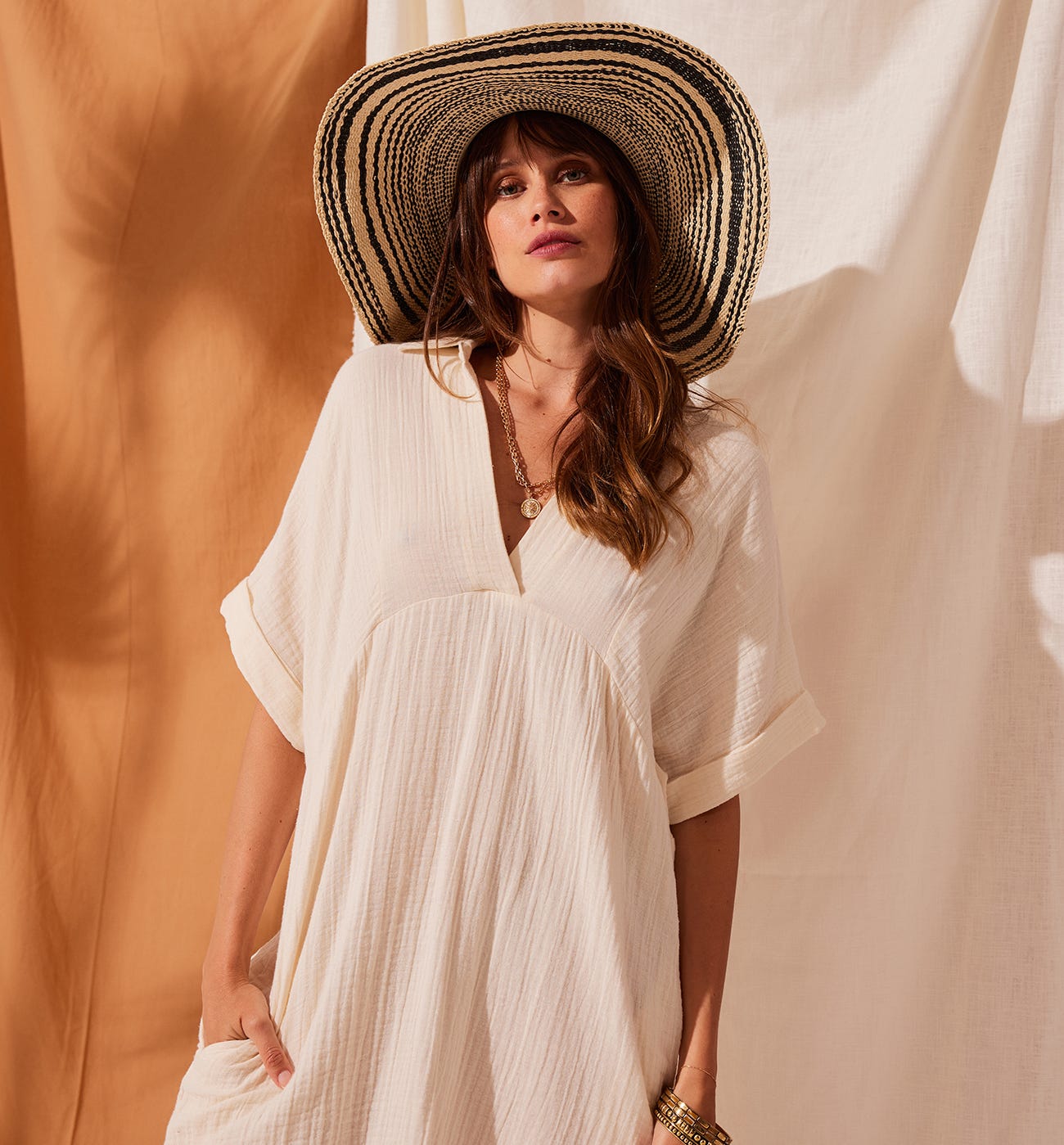 Robe tunique en gaze de coton