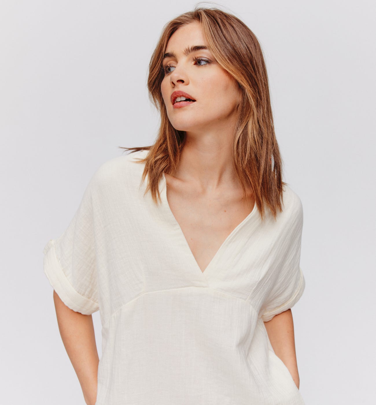 Robe tunique en gaze de coton
