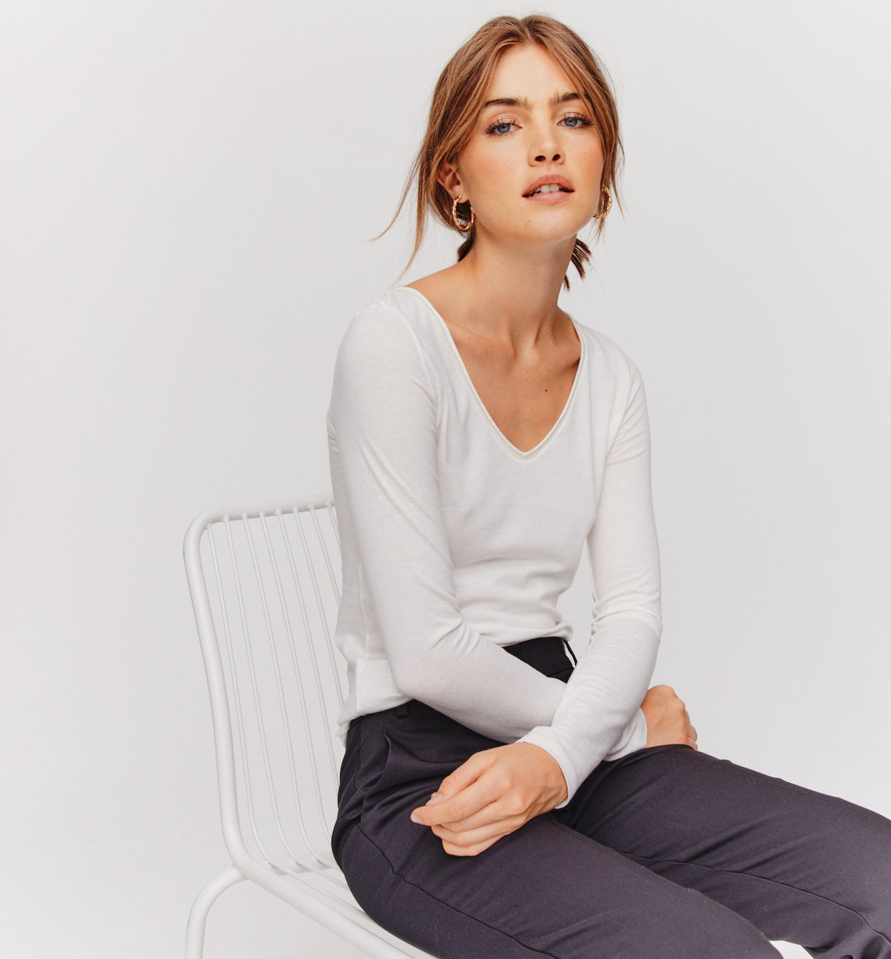 T-shirt col V Femme