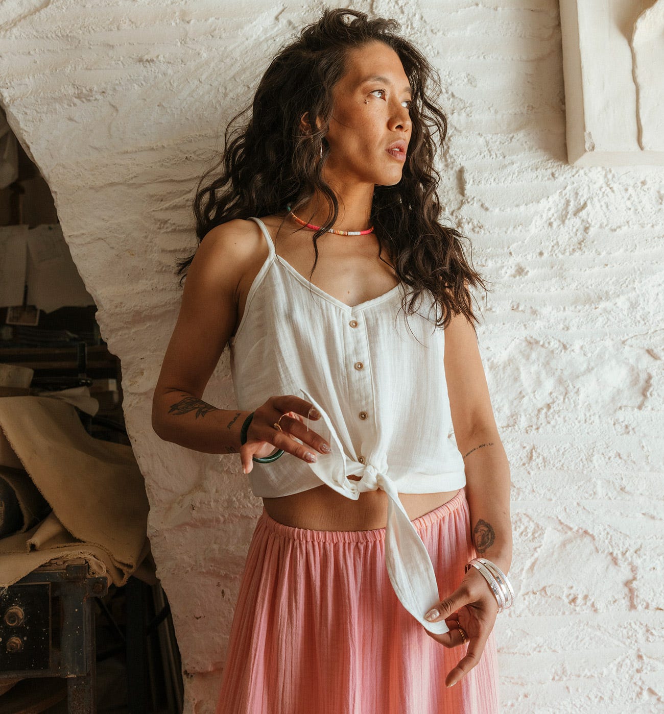Top en gaze de coton Femme