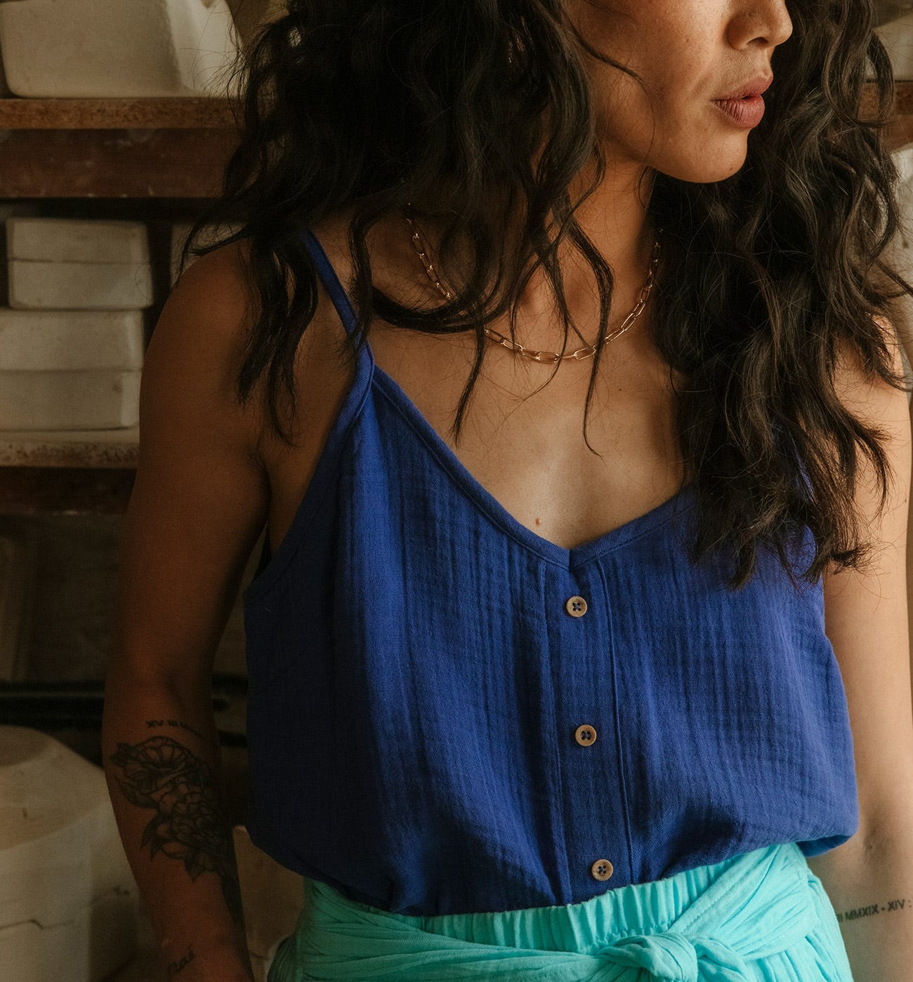 Top en gaze de coton Femme