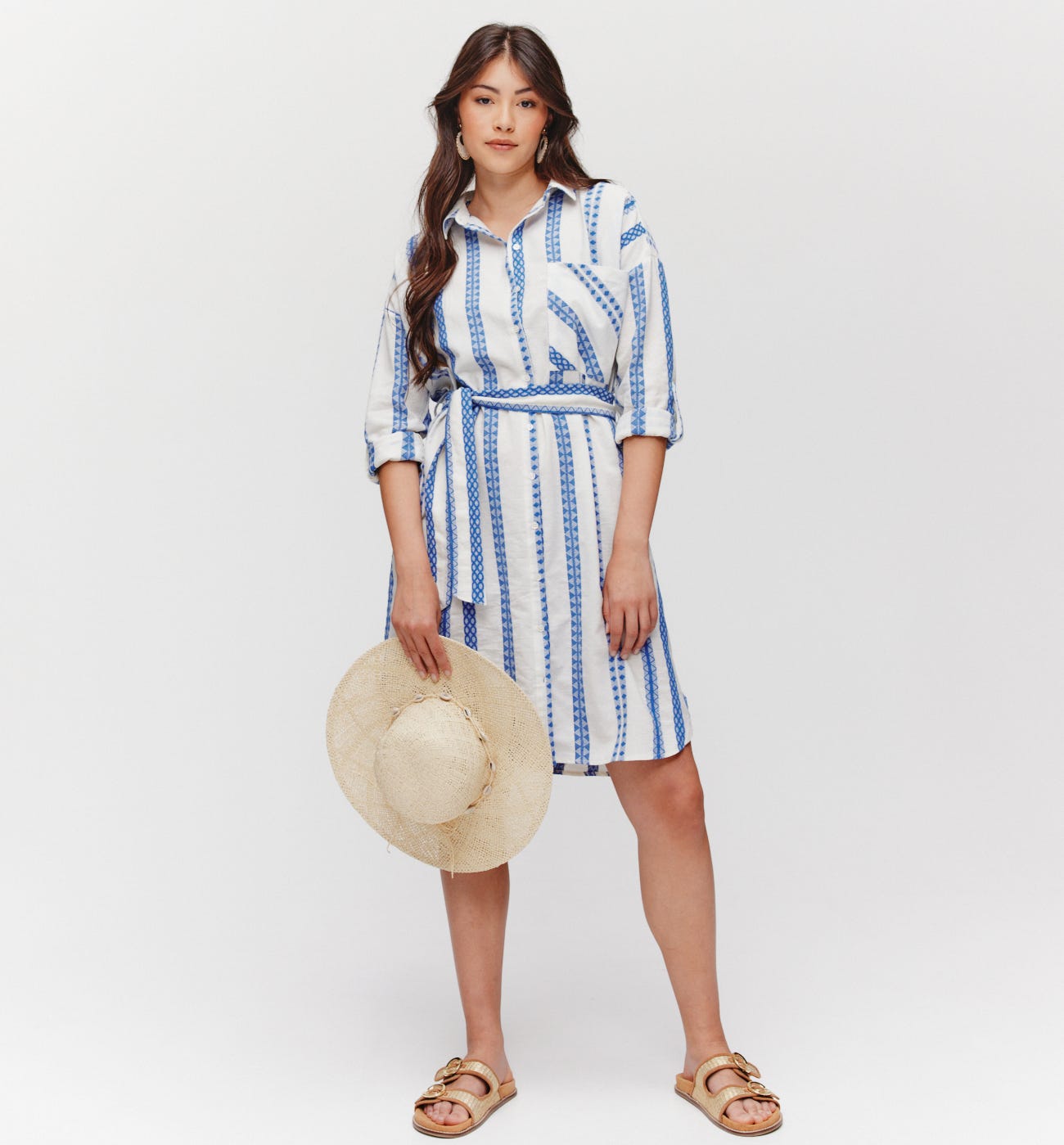Robe-chemise brodée Femme
