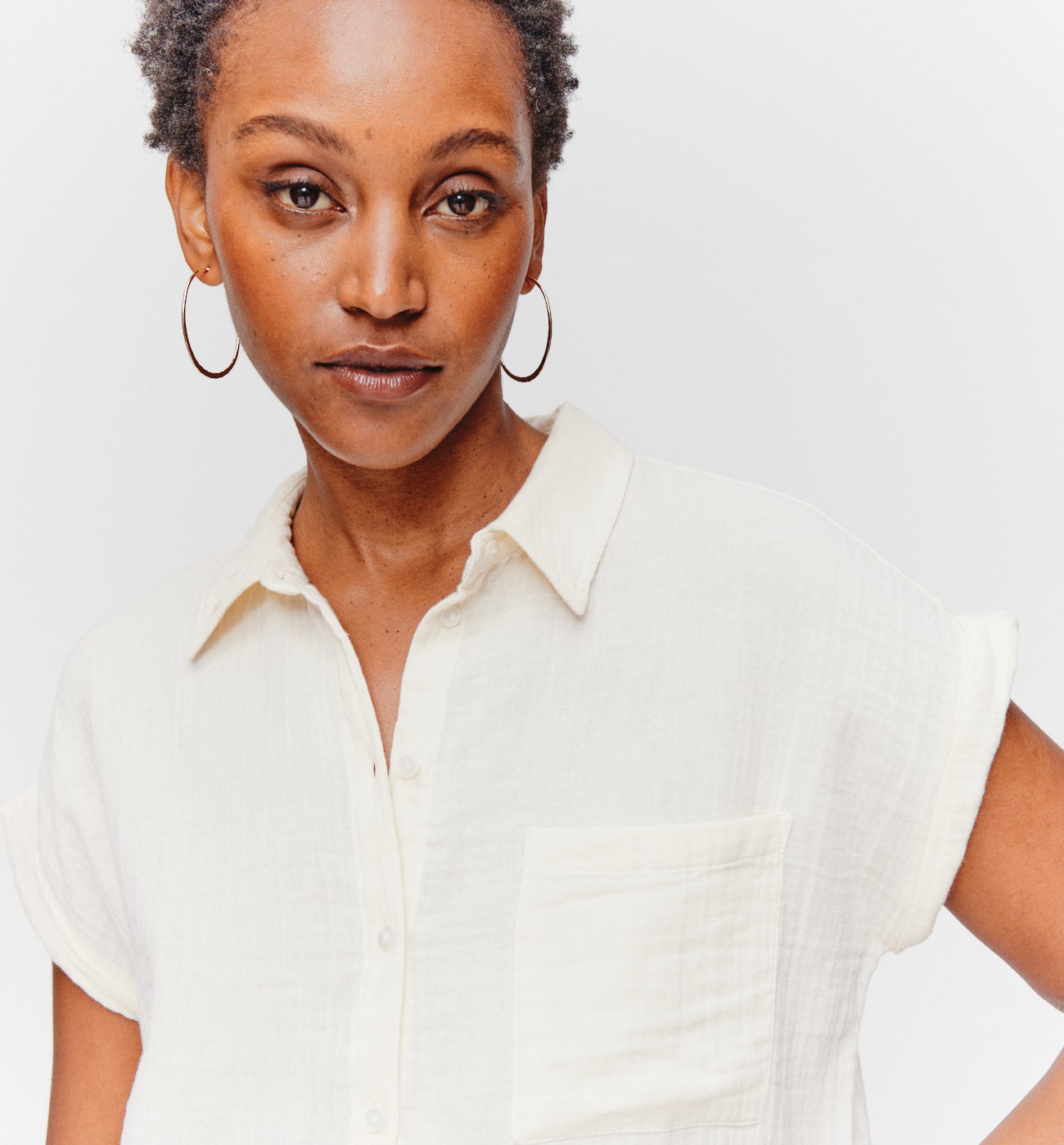 Cotton gauze shirt Ecru