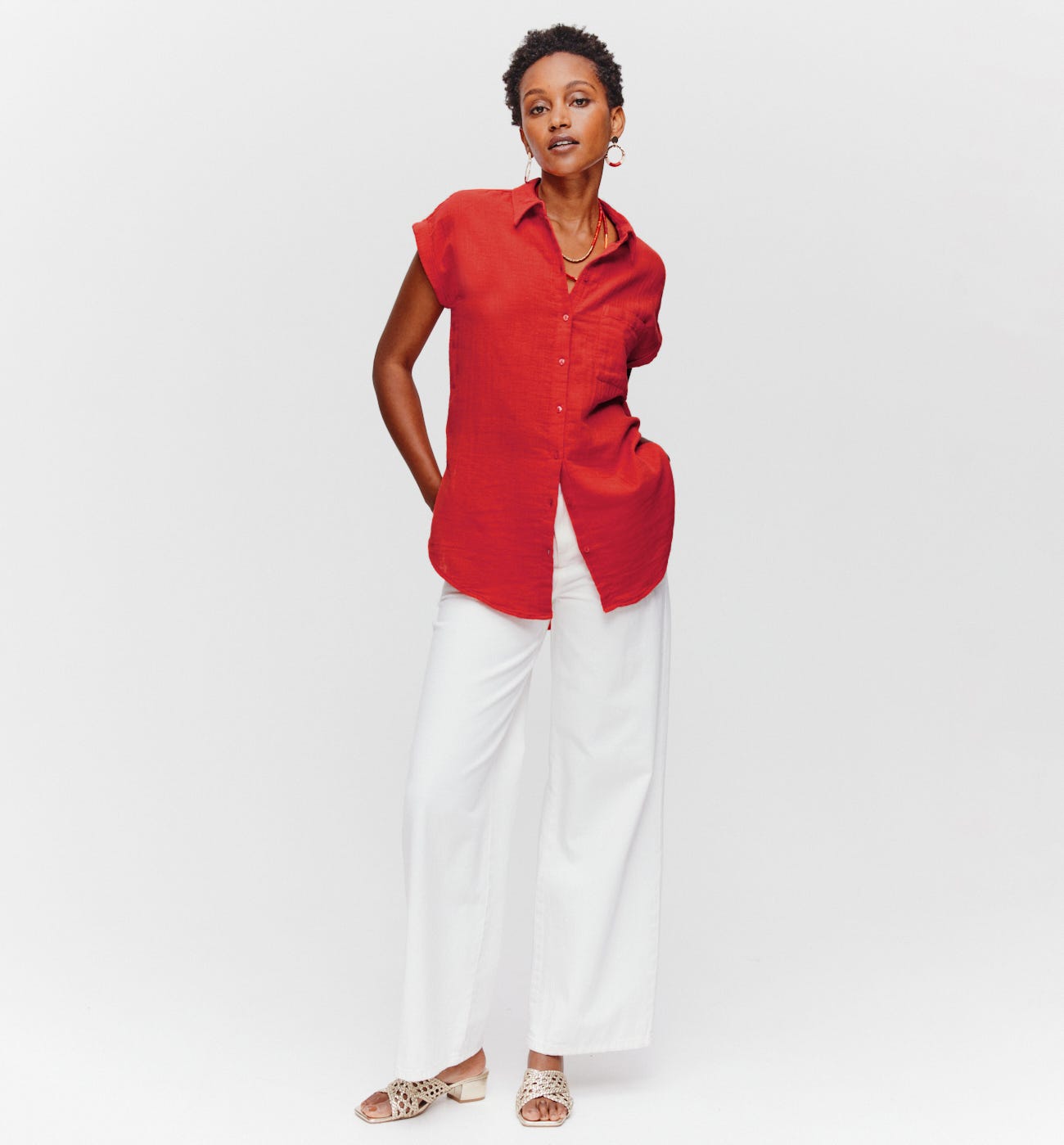 Camicia in garza di cotone