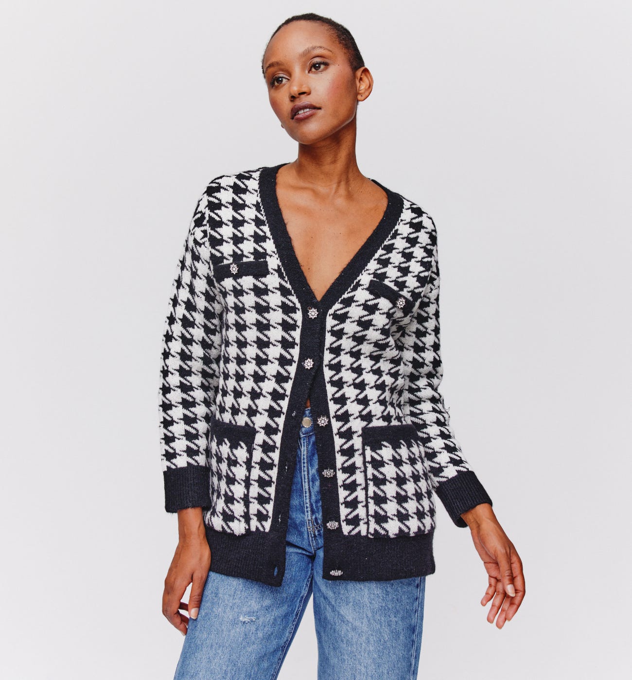 Cardigan à carreaux jacquard