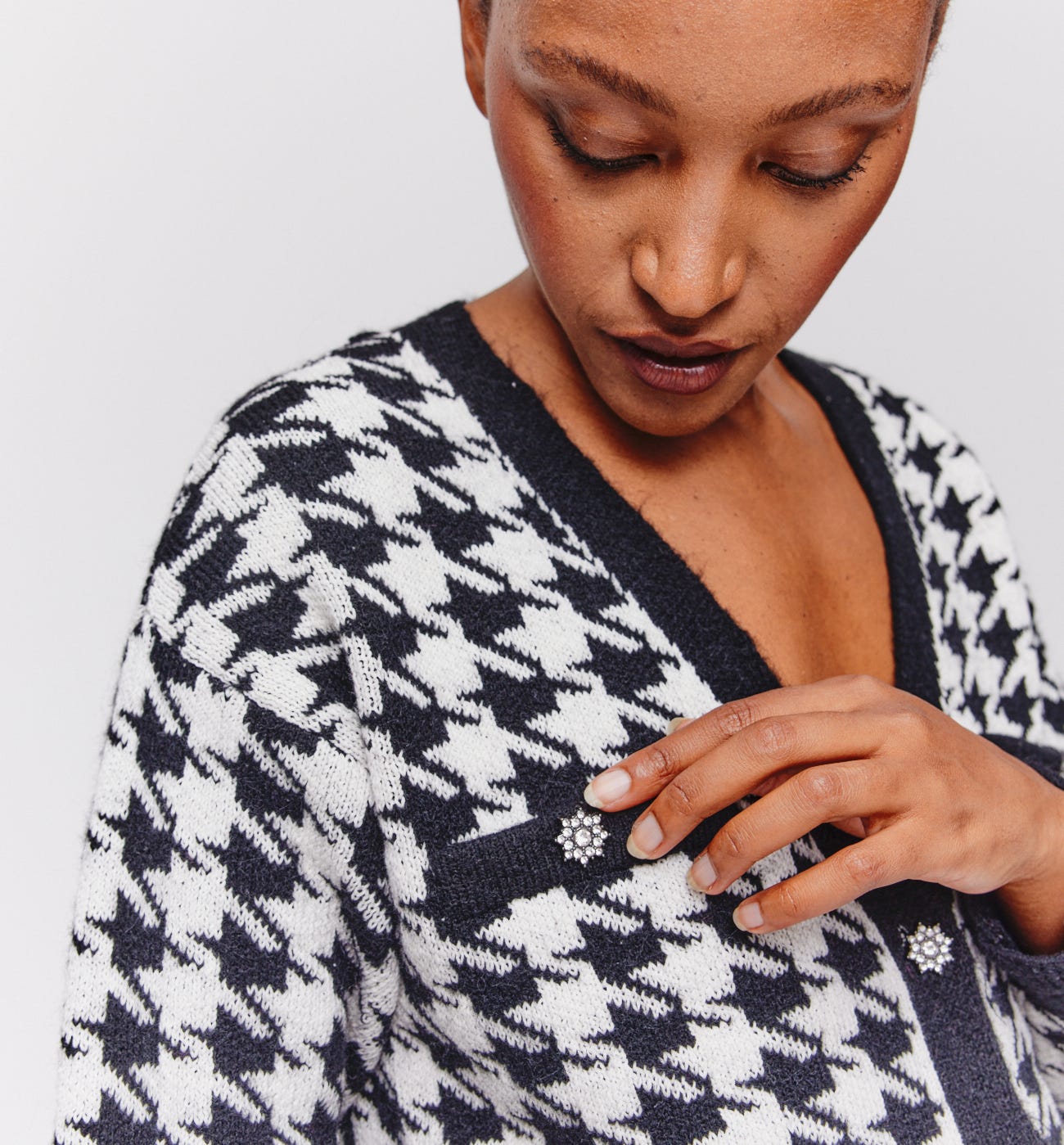 Cardigan à carreaux jacquard