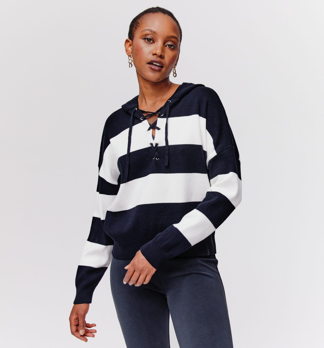 Striped hooded jumper